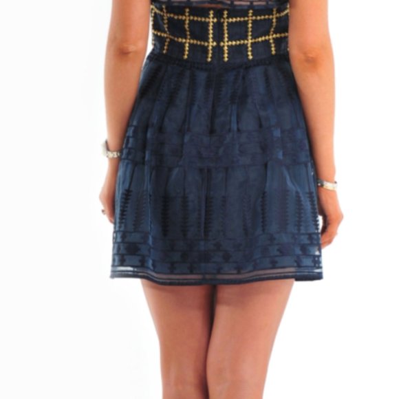 SASS AND BIDE  “CITY OF LIGHTS" NAVY AND GOLD DRESS US SIZE 6 - Picture 5 of 13